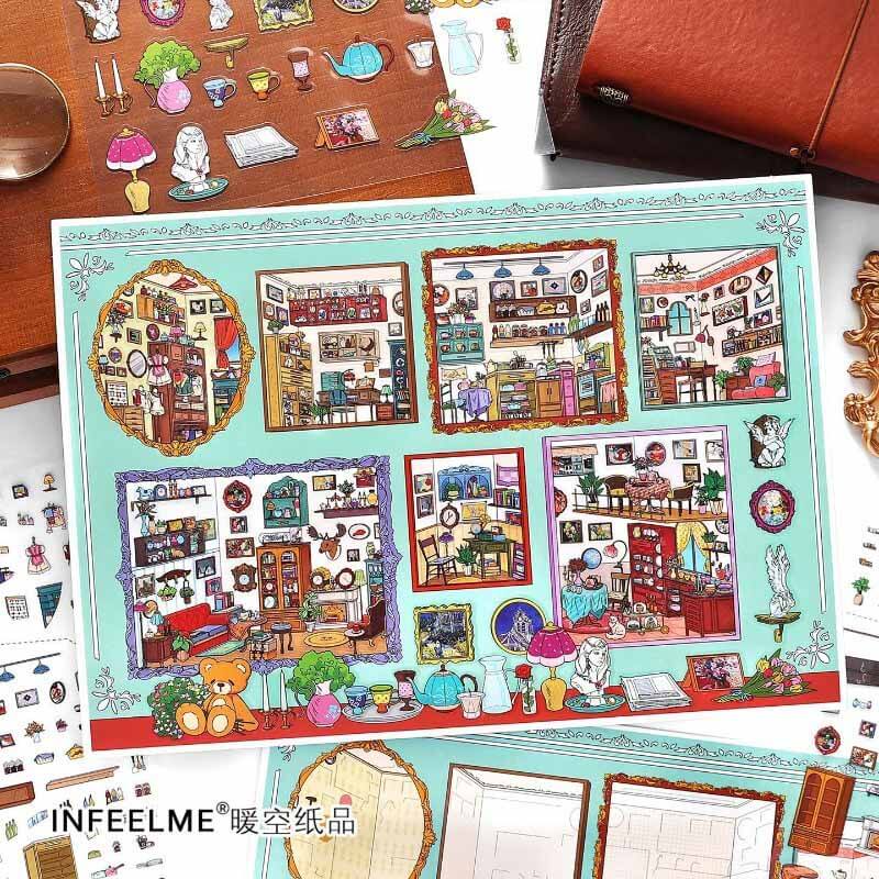 Storage Aesthetic DIY 3D Scene Stickers 2 Cute Scenes(L)