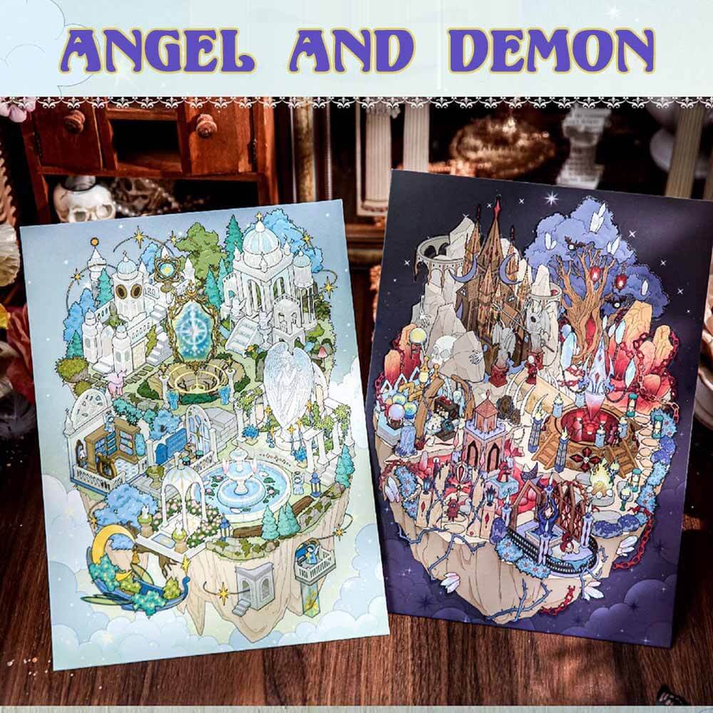 Angel and Demon DIY 3D Sticker 2 Cute Miniature Scenes(xL)