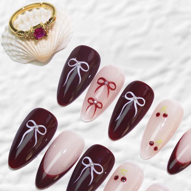 Art Garden Press On Nails Cherry Bow Delight 147