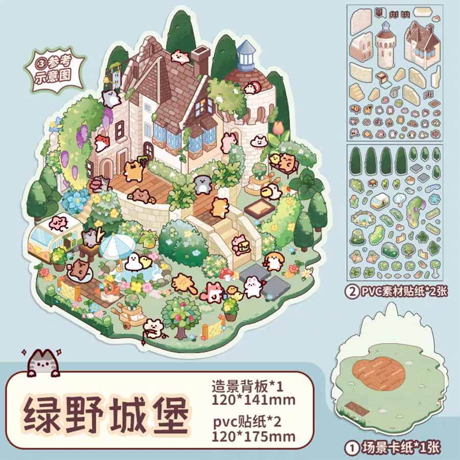 Wonderful Fairy House Scene Stickers 4 Cute Miniature Scenes(S)