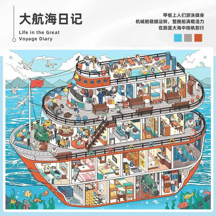 Apartment Street View DIY 3D Sticker 7 Cute Miniature Scenes(L)