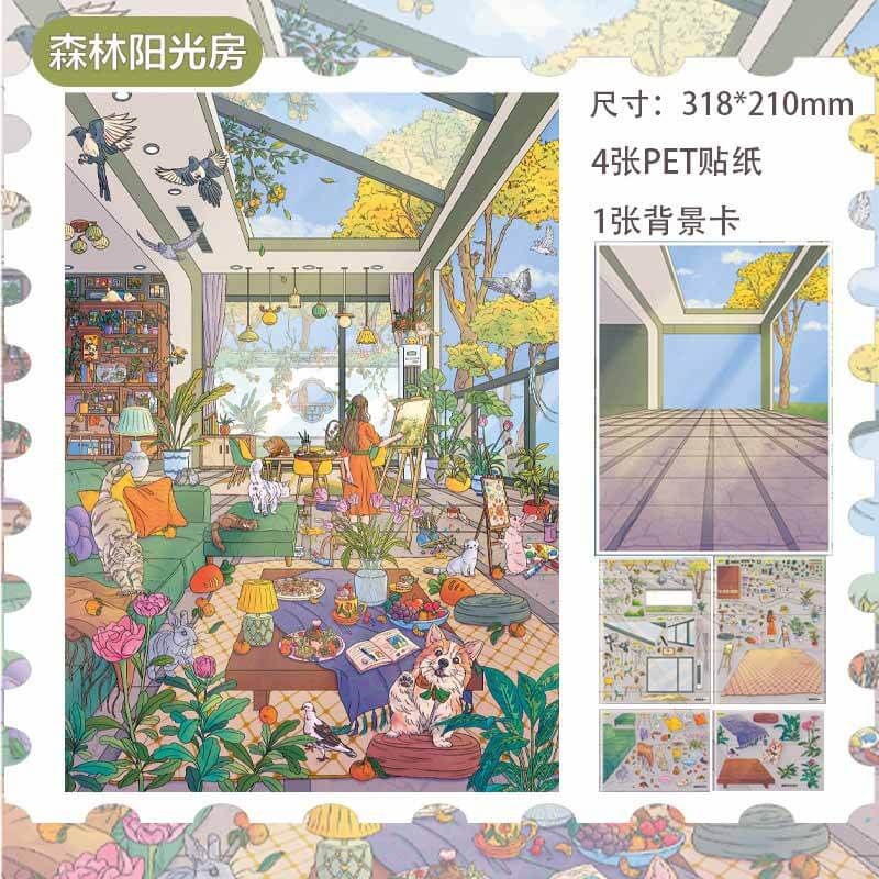 Sunlit Retreat DIY 3D Scene Stickers 2 Cute Miniature Scenes(xL)