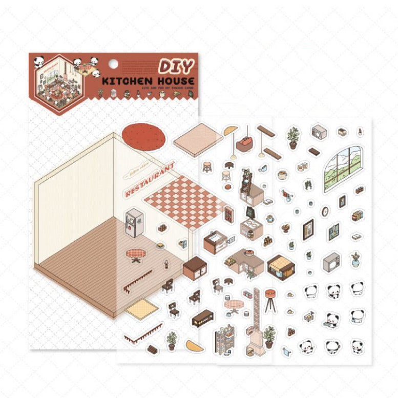 Panda Home Collection DIY 3D Scene Stickers 4 Cute Miniature Scenes