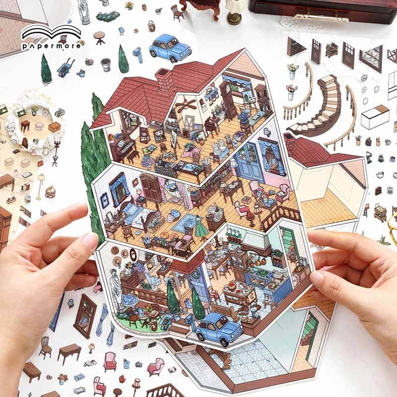 French Living DIY 3D Scene Stickers 2 Cute Scenes(L)