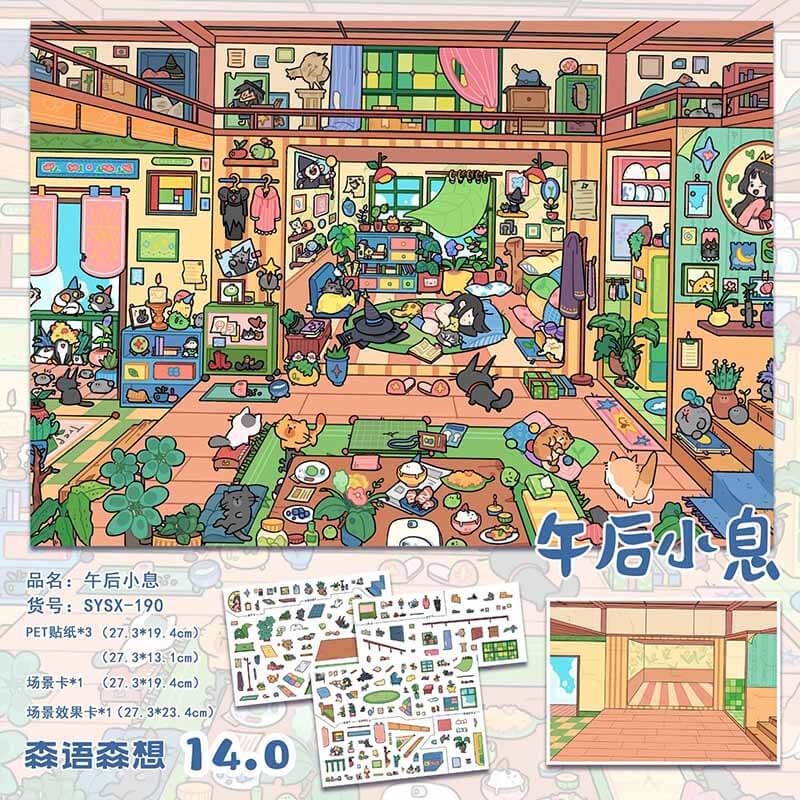 Afternoon Gathering DIY 3D Sticker 2 Cute Miniature Scenes(L)