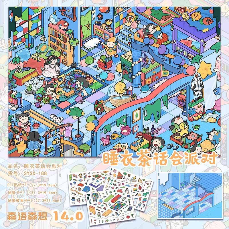 Afternoon Gathering DIY 3D Sticker 2 Cute Miniature Scenes(L)