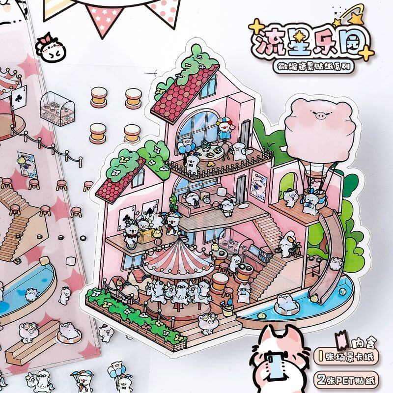 Autocollants de scène 3D DIY Cute Store 2.0 : 4 scènes miniatures mignonnes