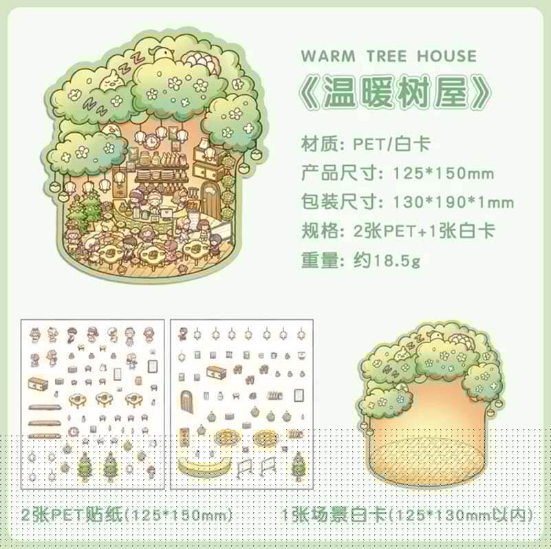 Autocollants de scènes du Royaume des rêves - 4 charmantes scènes miniatures