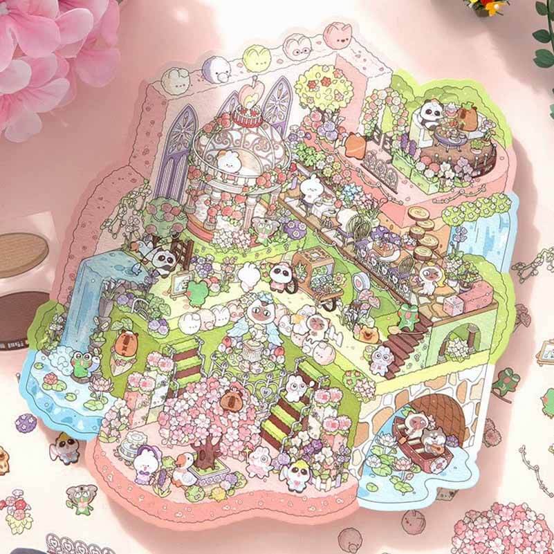 Wonderland Series DIY 3D Scene Stickers 4 Cute Miniature Scenes(L)