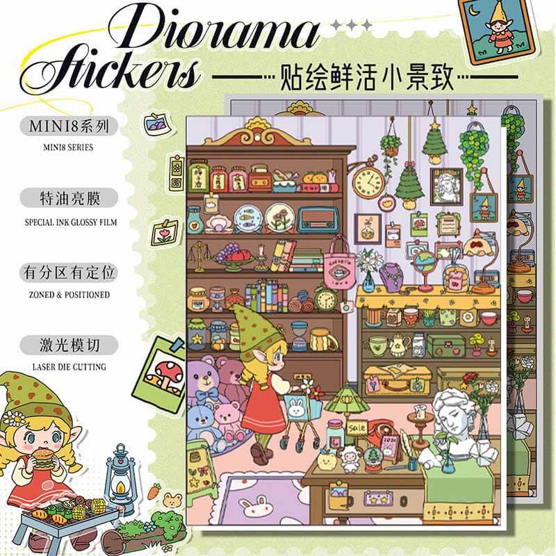 Leopard dairy DIY 3D Sticker 4 Cute Miniature Scenes(XS)