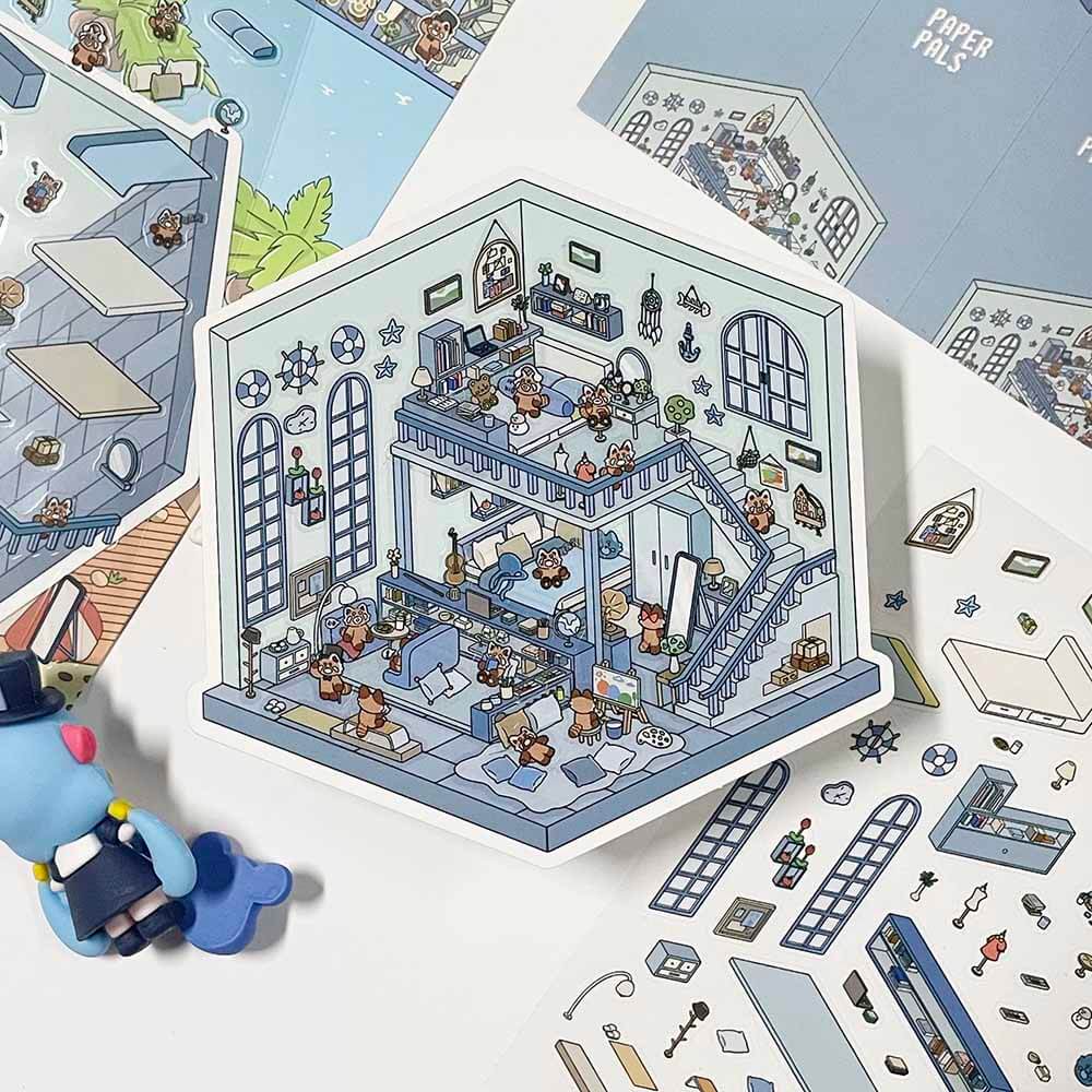 Life Party Series Scene Stickers 4 Cute Miniature Scenes(S)