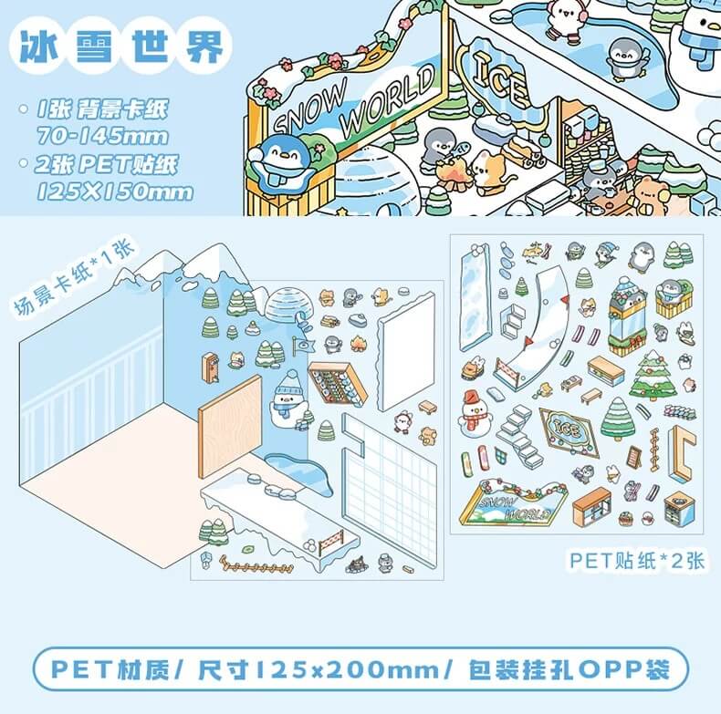 Magic Party Collection Scene Stickers - 4 Cute Miniature Scenes(S)