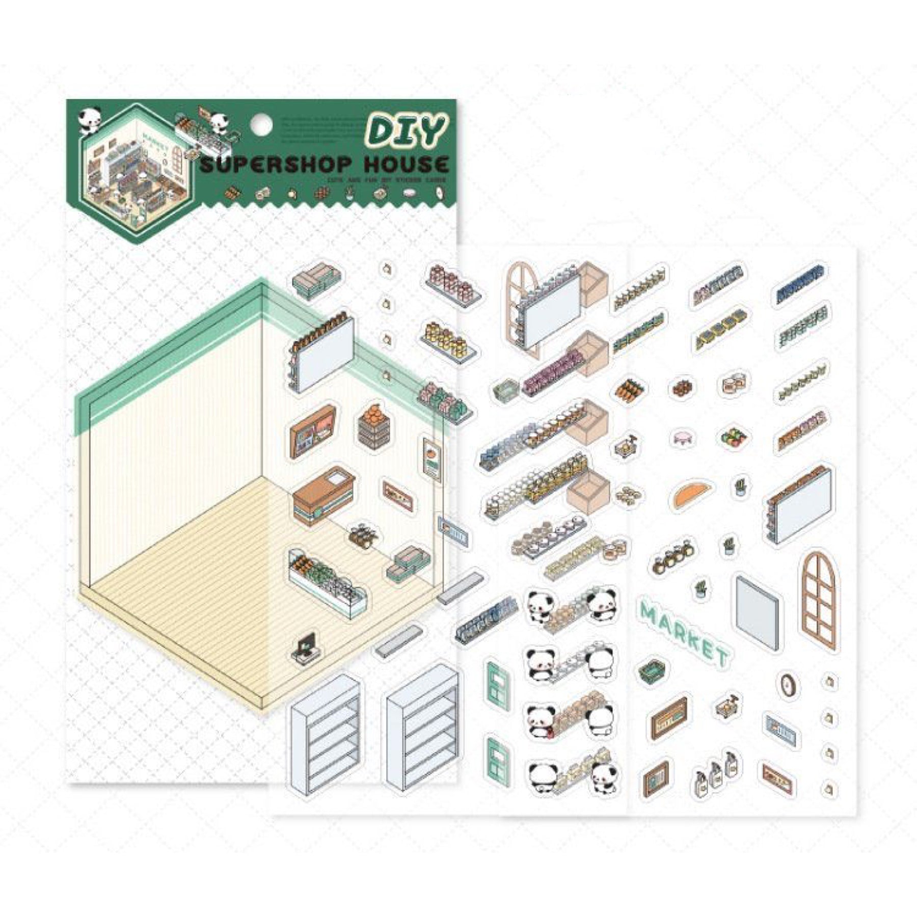 Panda Home Collection DIY 3D Scene Stickers 4 Cute Miniature Scenes(S)