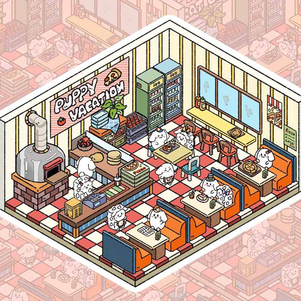 Cute Fat Puppy 2.0 Sticker Scenes 6 lovely miniature scenes(S)