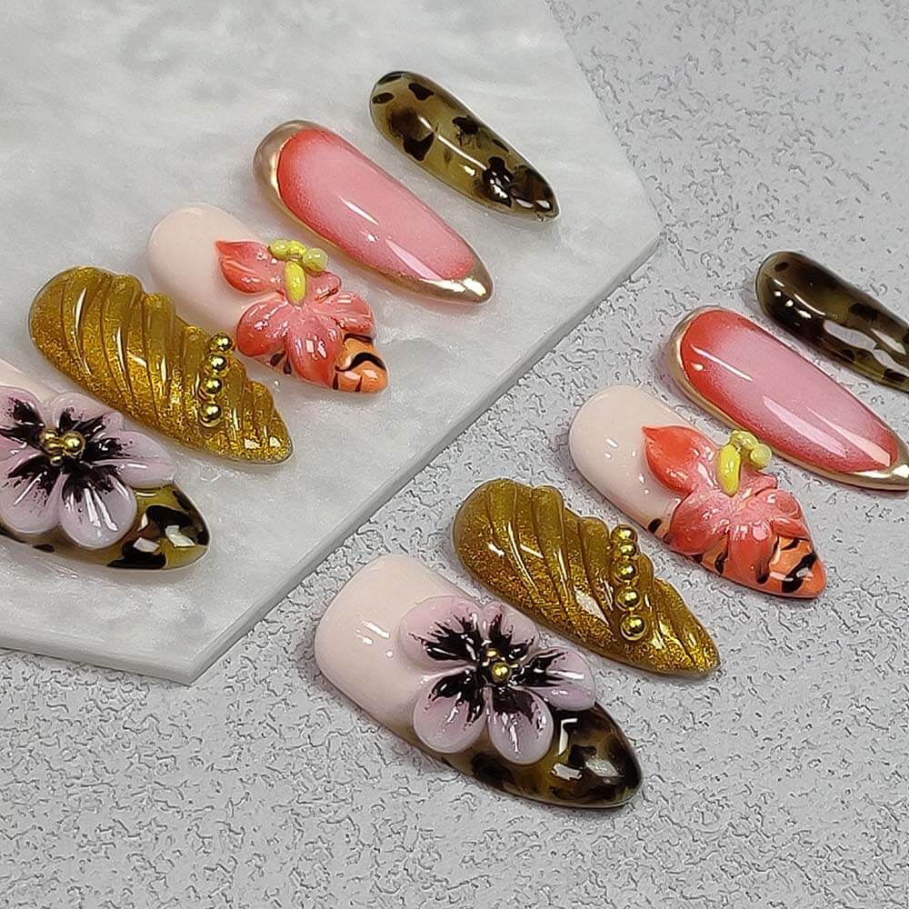 Art Garden Press On Nails Gilded Sundown 21