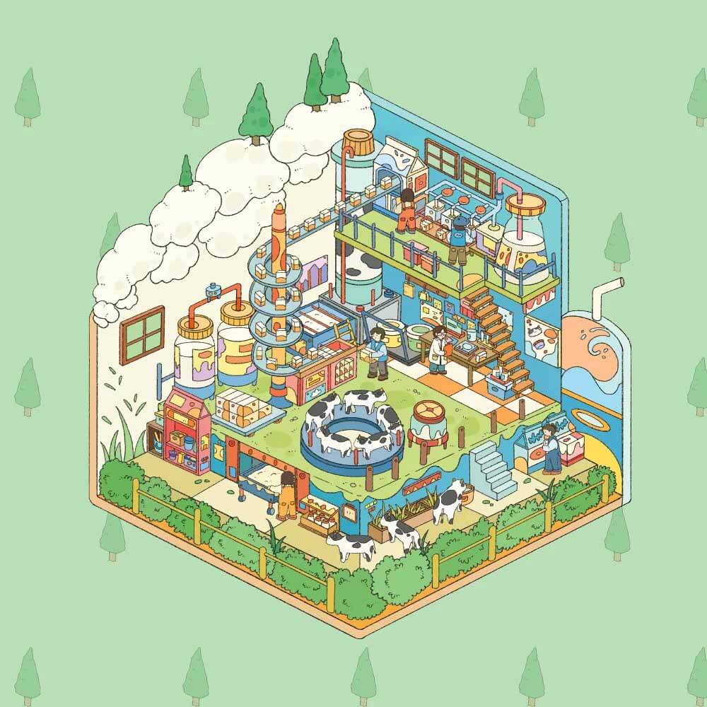 Treasure Chest Christmas Scene Sticker 6 Cute Miniature Scenes(S&L)