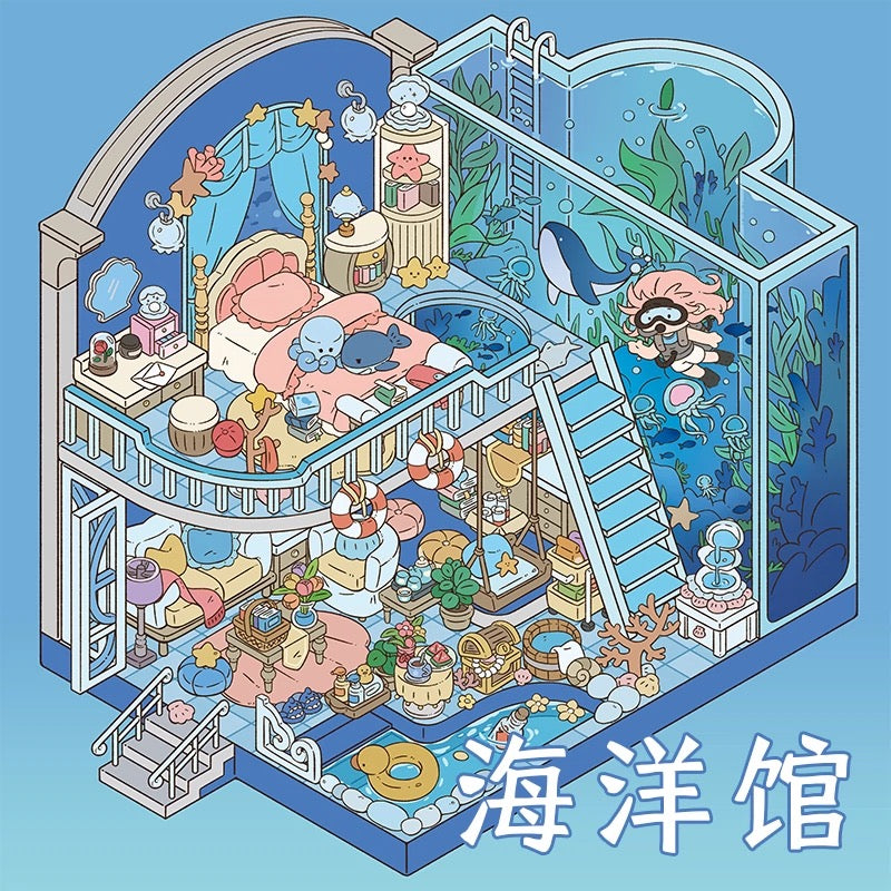 Magic House DIY 3D Scene Stickers 5 Cute Miniature Scenes(S)