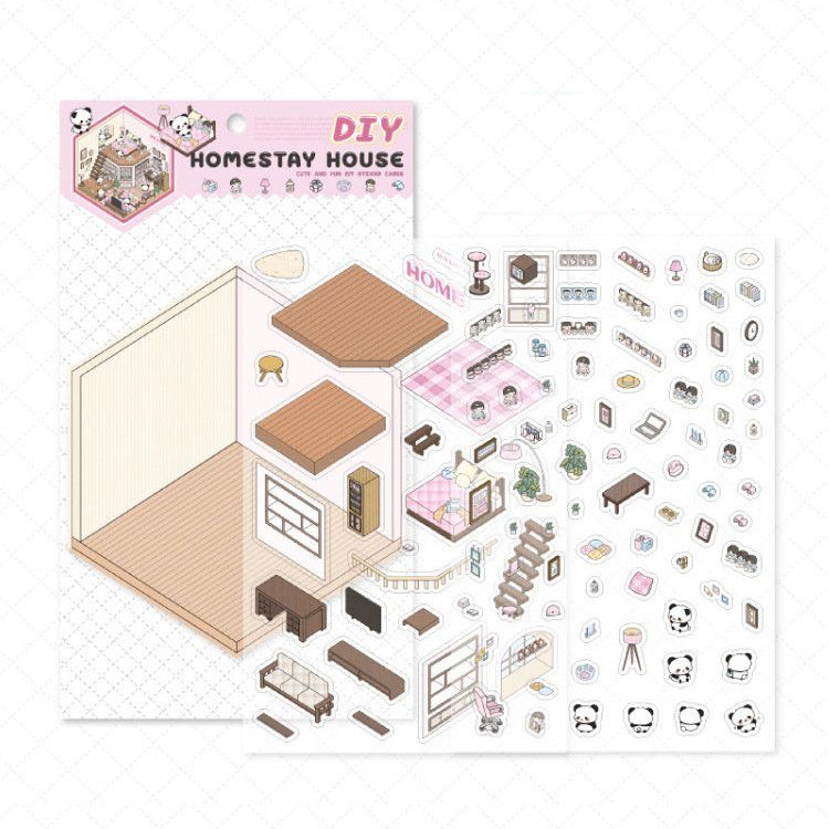 Panda Home Collection DIY 3D Scene Stickers 4 Cute Miniature Scenes