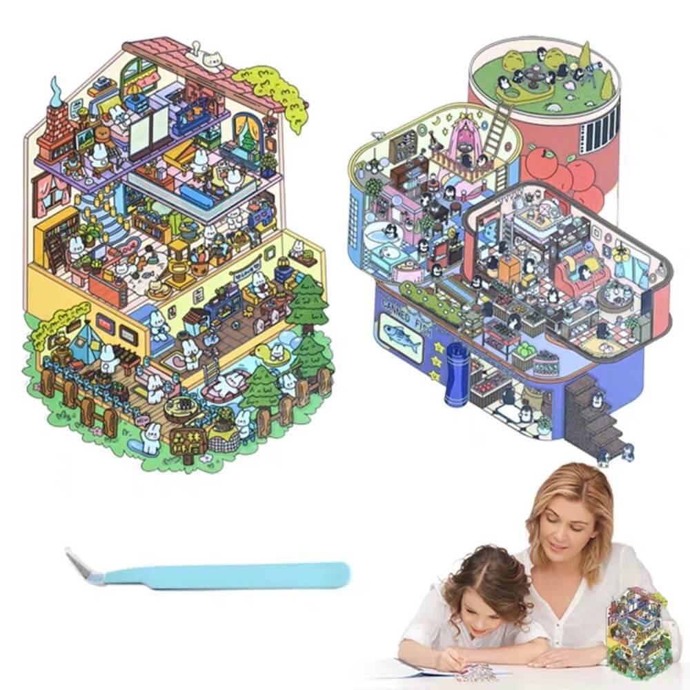 Fantasy House 1.0 DIY 3D Scene Stickers 2 Cute Miniature Scenes(L)