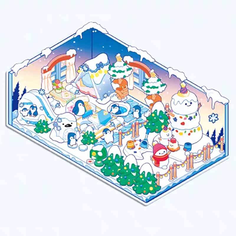 Collection d'autocollants 3D DIY Fantasy Seasons : 4 scènes miniatures mignonnes