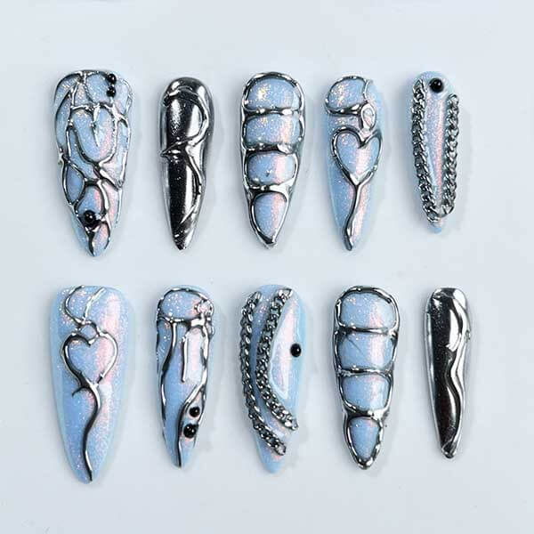 Art Garden Press On Nails Metal Galaxy