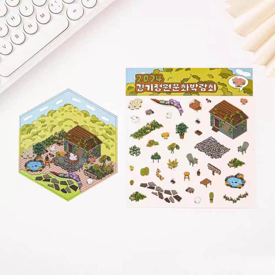 Korean Culture Hut DIY 3D Scene Stickers 3 Cute Miniature Scenes(S)
