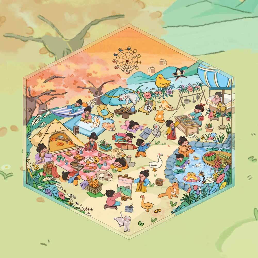 Treasure Chest Christmas Scene Sticker 6 Cute Miniature Scenes(S&L)