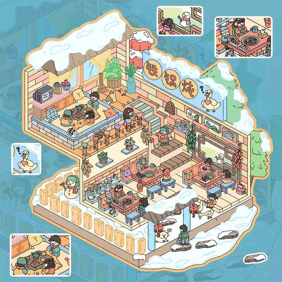 Gourmet Collection DIY 3D Scene Stickers - 4 Cute Miniature Scenes(M)