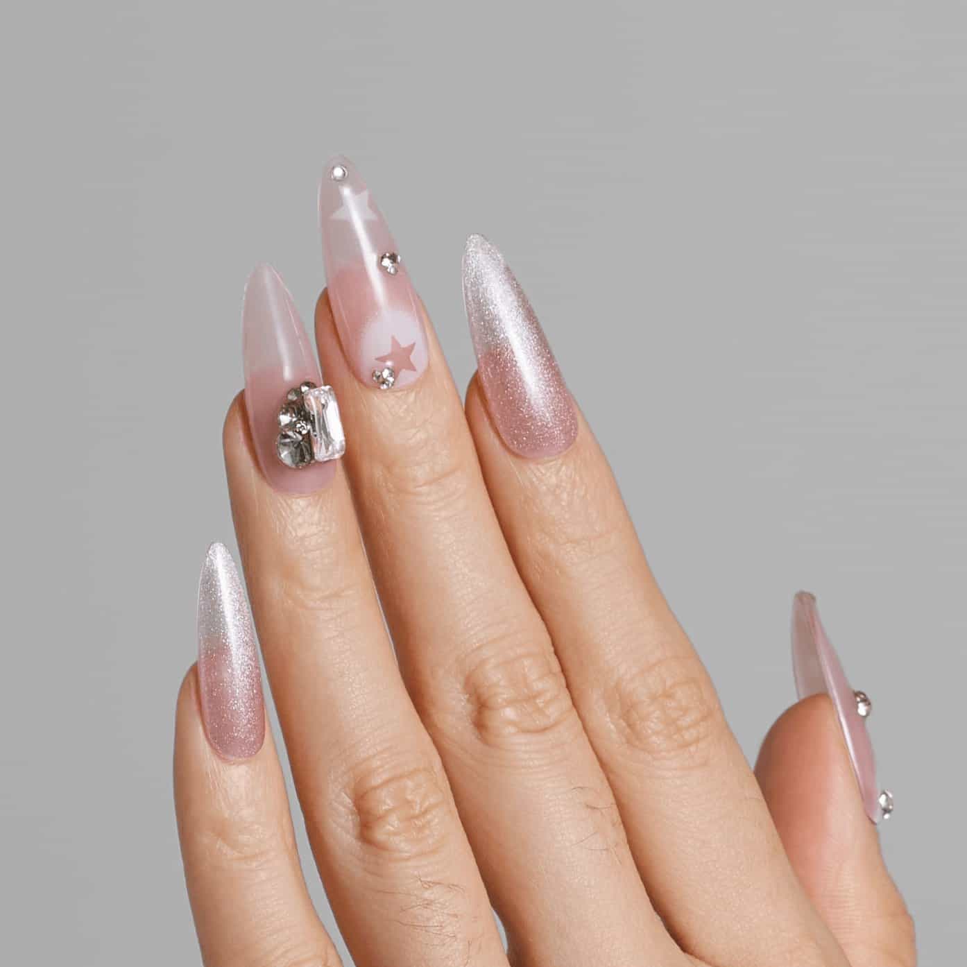 pink press on nails