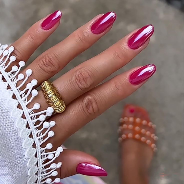 pink chrome nails