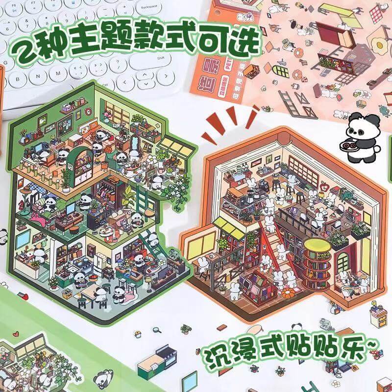 Oversized Cottage DIY 3D Scene Stickers 4 Cute Miniature Scenes