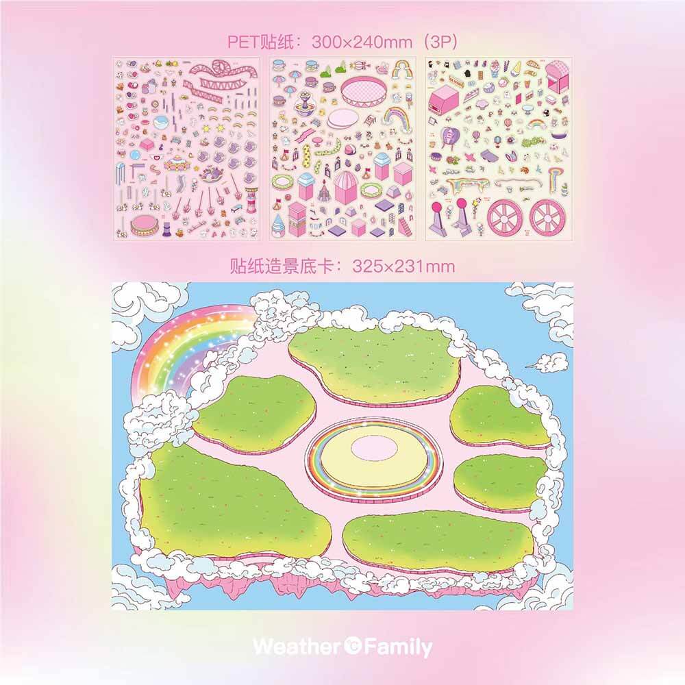 Rainbow City Oversized DIY 3D Scene Stickers  Cute Miniature Scenes