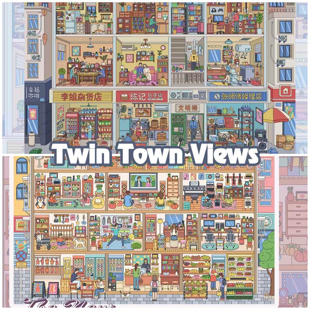Twin Town Views DIY 3D Scene Stickers 2 Cute Scenes(L)