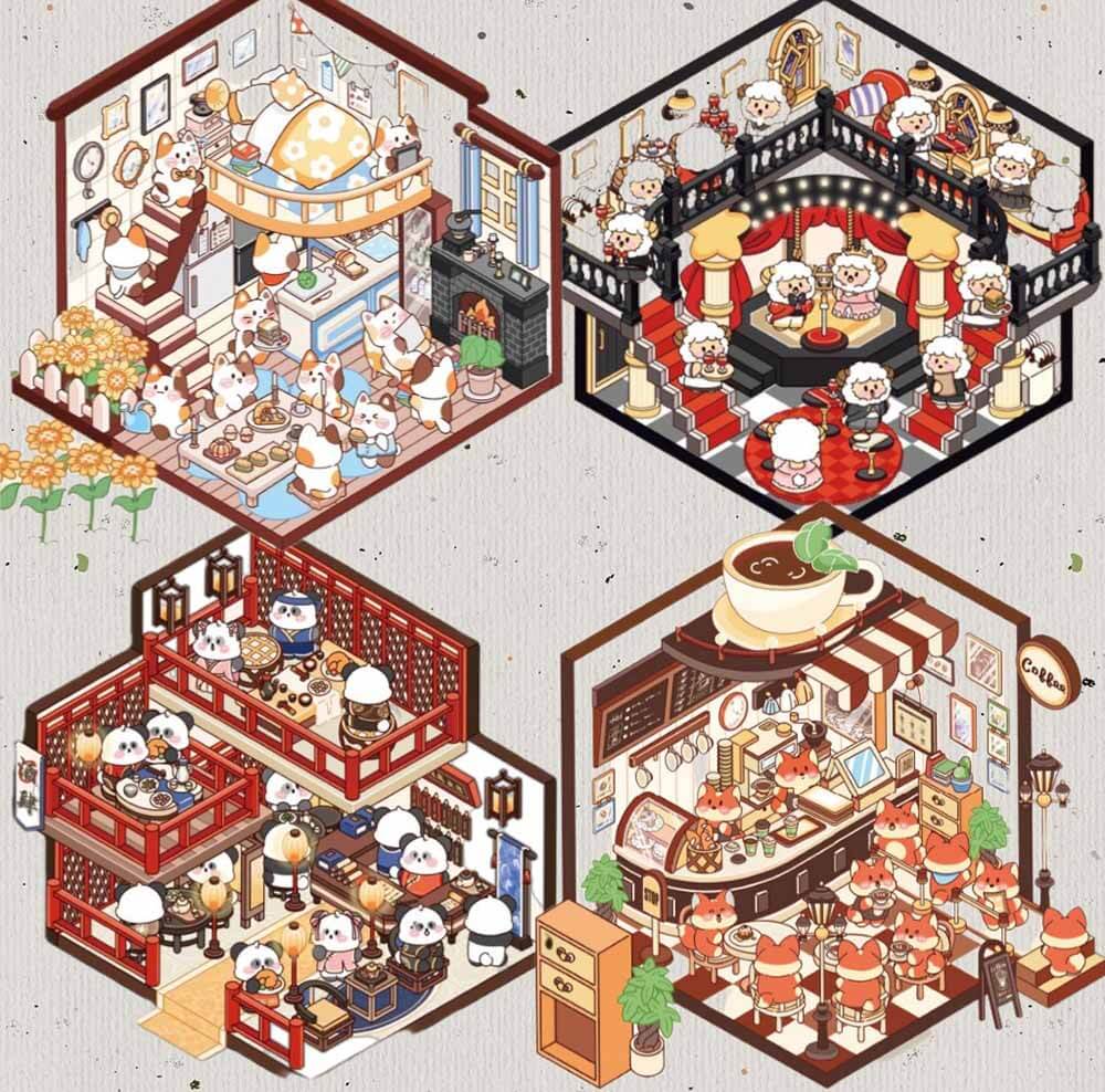 Cosmic Fairytale DIY 3D Scene Stickers 4 Cute Miniature Scenes