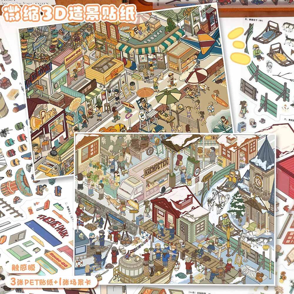 Coastal Journey DIY 3D Sticker 2 Cute Miniature Scenes(L)