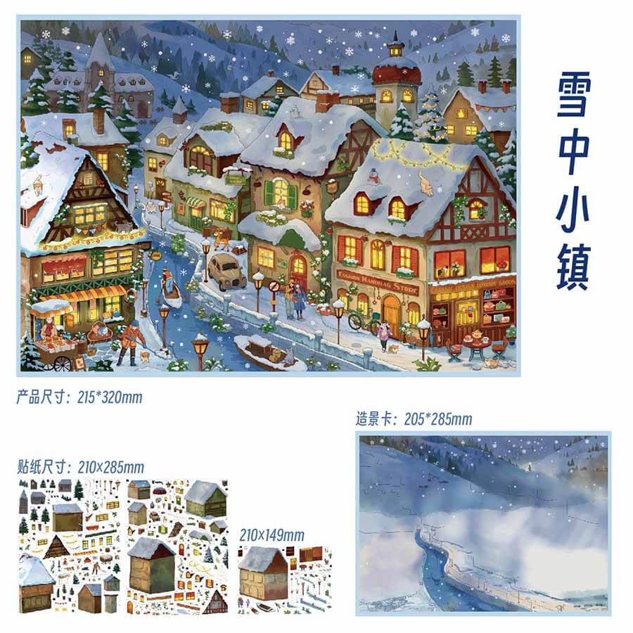 Town Weather DIY 3D Scene Stickers 2 Cute Scenes(xL)