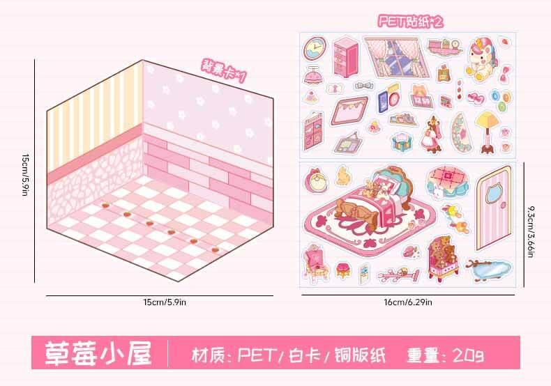 Little Cottage DIY 3D Scene Stickers 4 Lovely Miniature Scenes(S)