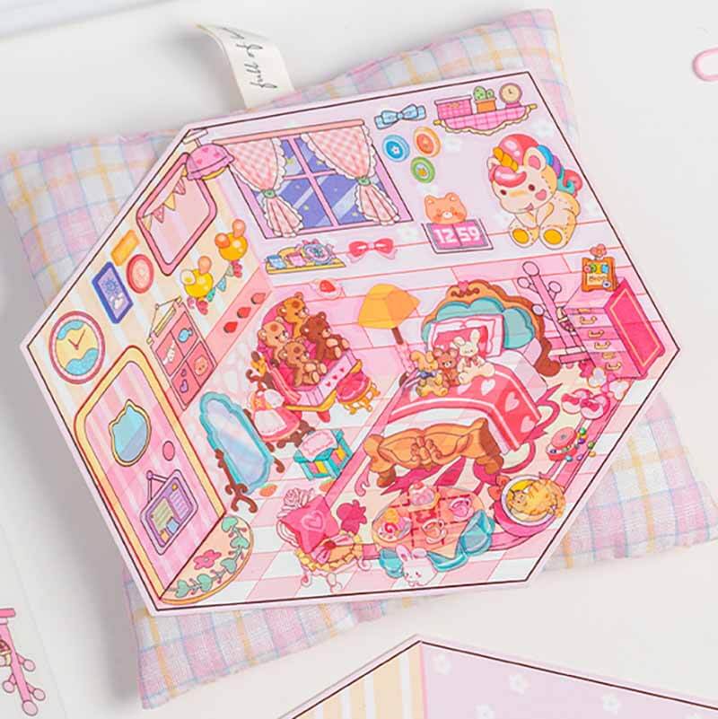 Little Cottage DIY 3D Scene Stickers 4 Lovely Miniature Scenes