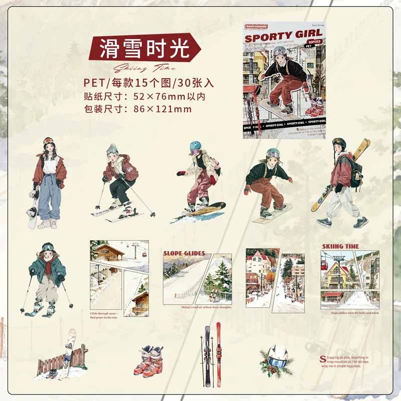 Sports Girl Illustration Notebook PET Sticker Pack