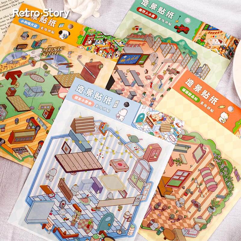 Sweet Little Escapes DIY 3D Scene Stickers 4 Cute Miniature Scenes(M)