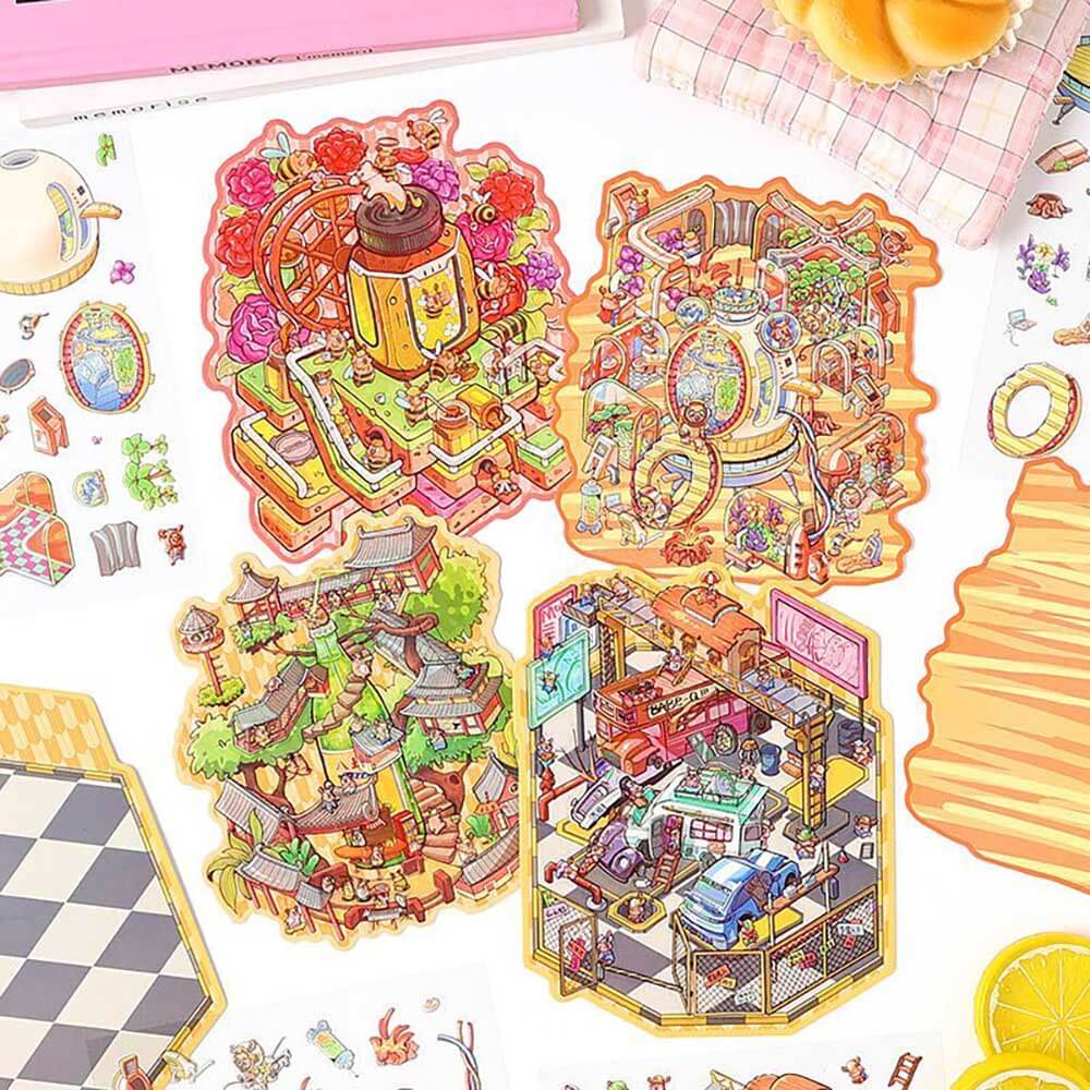 Urban Escape DIY 3D Scene Stickers 4 Lovely Miniature Scenes