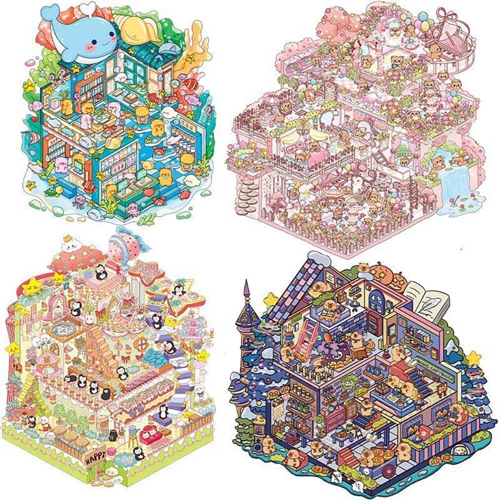 Dream World DIY 3D Scene Stickers 4 Cute Miniature Scenes