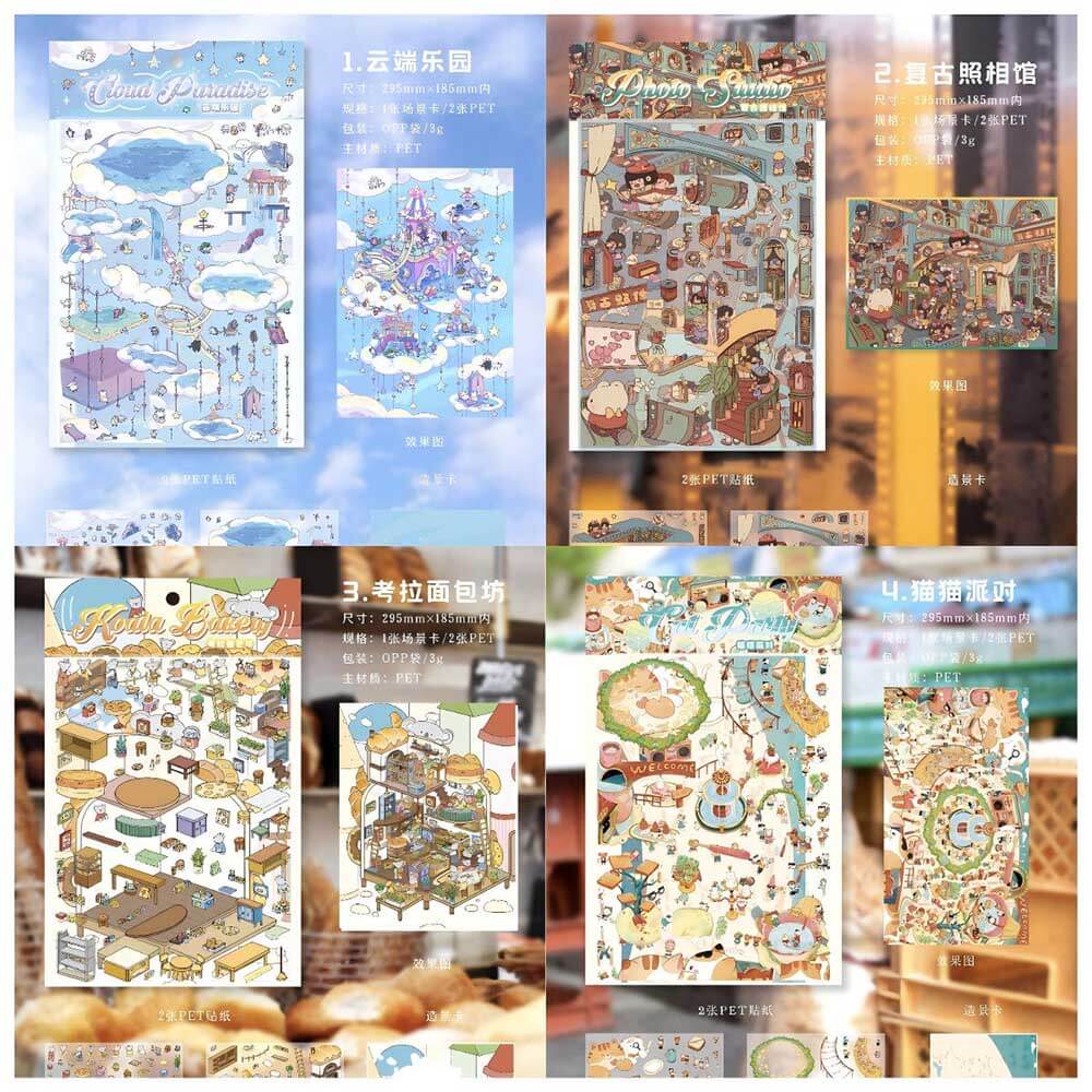 Different Seasons DIY 3D Scene Stickers 4 Cute Miniature Scenes