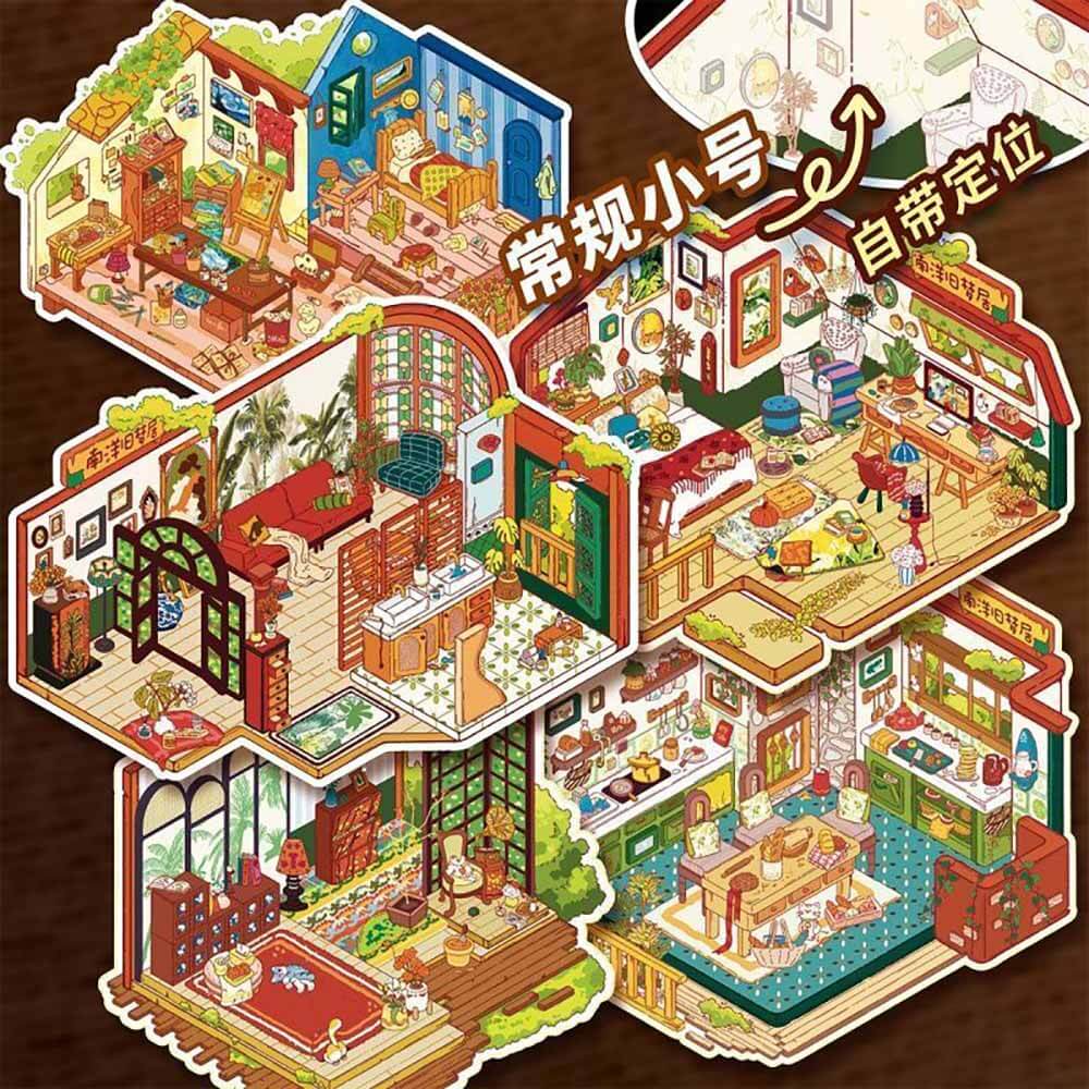 Artistic Persian Abode DIY 3D Scene Stickers 5 Cute Miniature Scenes