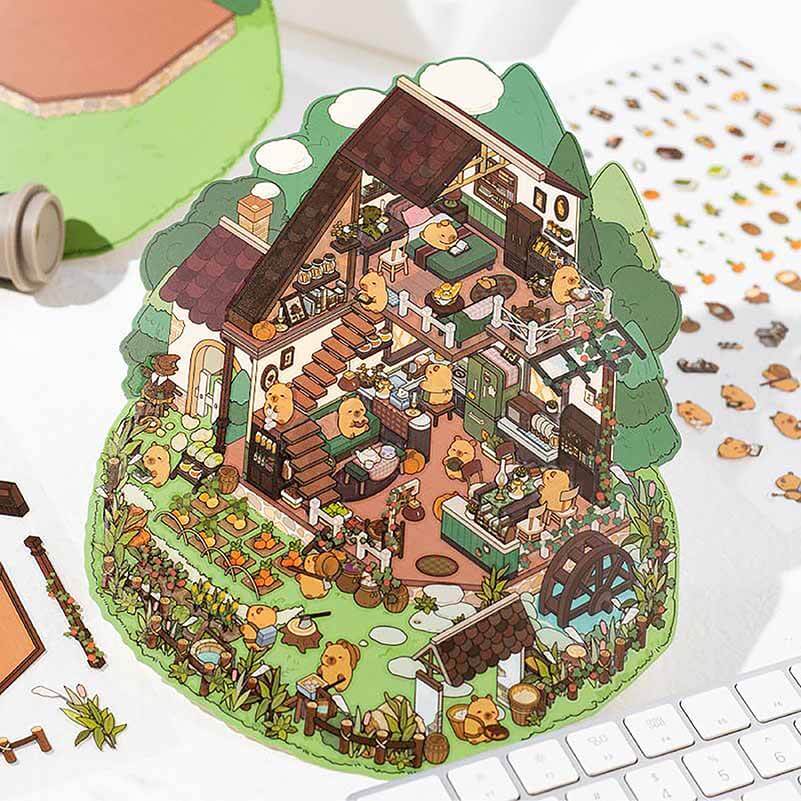 Fun House DIY 3D Scene Stickers - 2 Cute Miniature Scenes