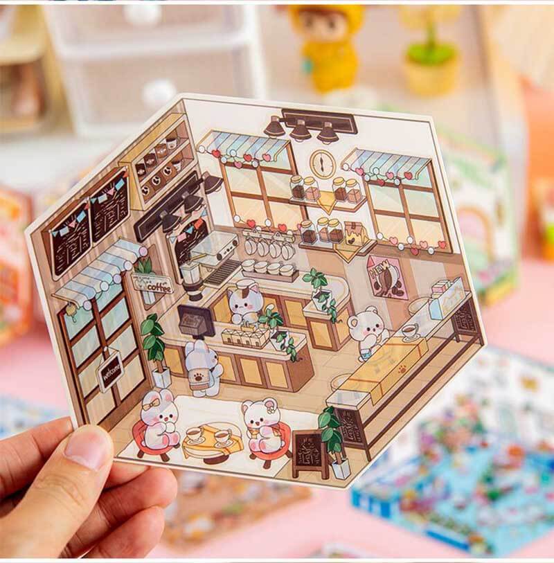 Little Cottage DIY 3D Scene Stickers 4 Lovely Miniature Scenes(S)
