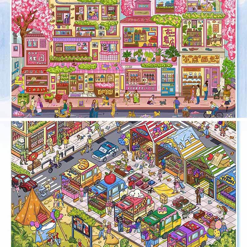 Spring Cherry Street DIY 3D Scene Stickers With Guide Lines(XL)