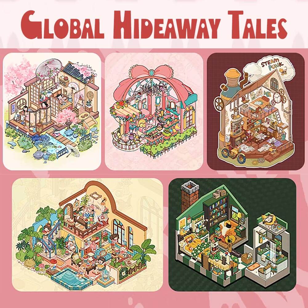 Global Hideaway Tales DIY 3D Scene Stickers 5 Cute Miniature Scenes