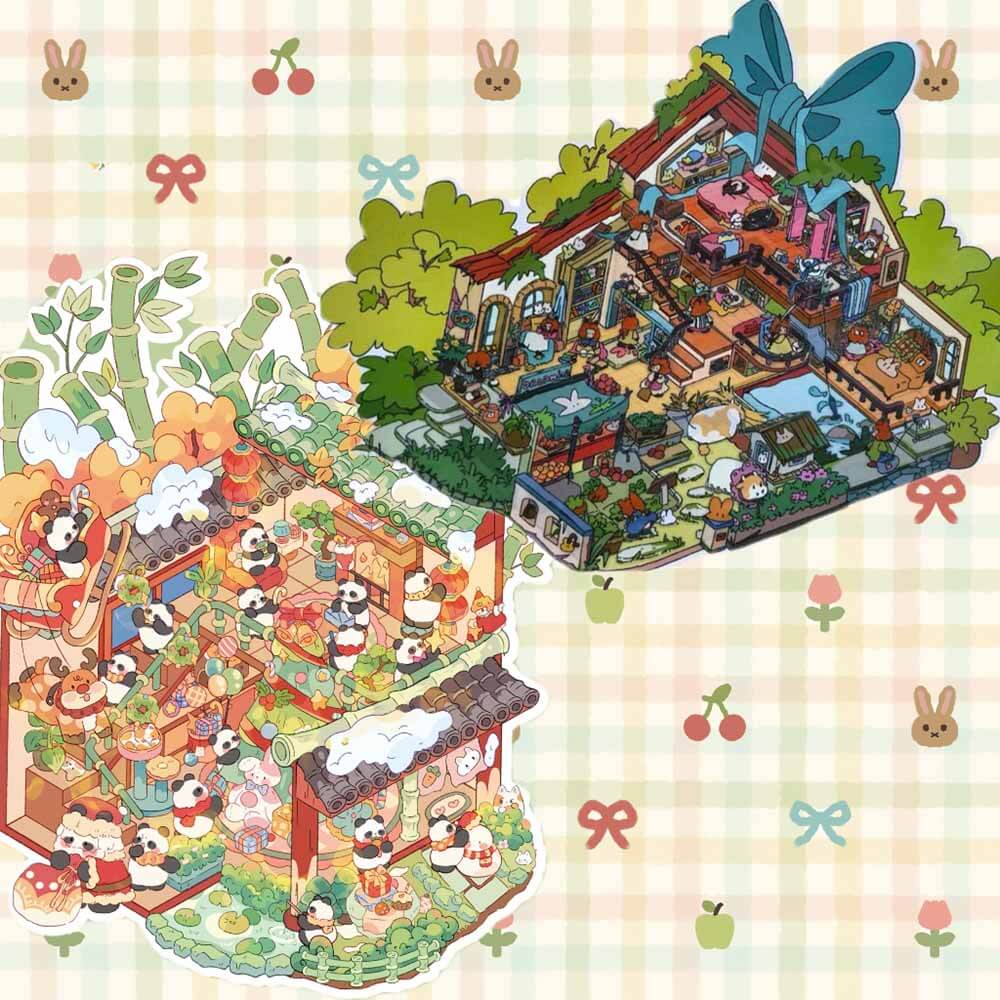 Alice's Life DIY 3D Scene Sticker Collection - 6 Cute Miniature Scenes