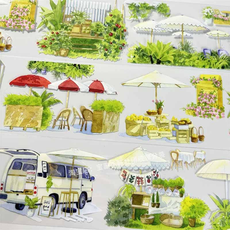 Open Air Seating Journaling Scene Collage Washi Tape
